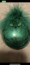 GRINCH CHRISTMAS TREE ORNAMENT W HANGER HANDMADE 3” GREEN SPARKLE
