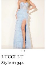 Lucci Lu Prom Dress, blue, tiered, new,  baby blue