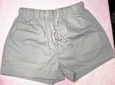 Sage Green Elastic Waist Womens Shorts Drawstring  Pockets Size Small