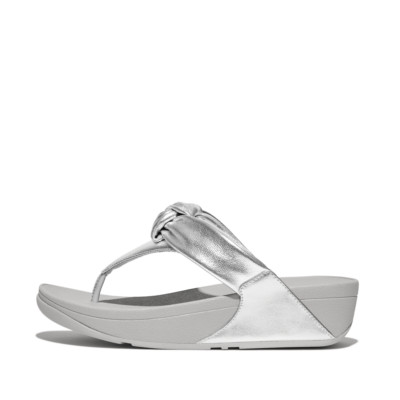 FITFLOP LUKU PADDED-KNOt ME Zehentrenner Pantolette Sandale Sandalette silber