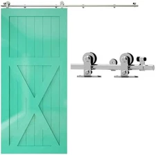 CCJH 4FT-20FT Stainless Steel Sliding Barn Door Hardware Kit Track For Wood Door
