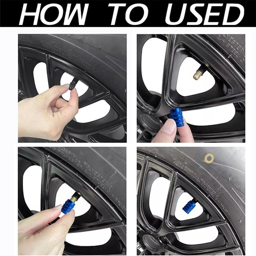 Blue Alloy Tire Valve Air Dust Cover Stem Caps Wheel Car Truck SUV Bike 8Pcs - Picture 8 of 9