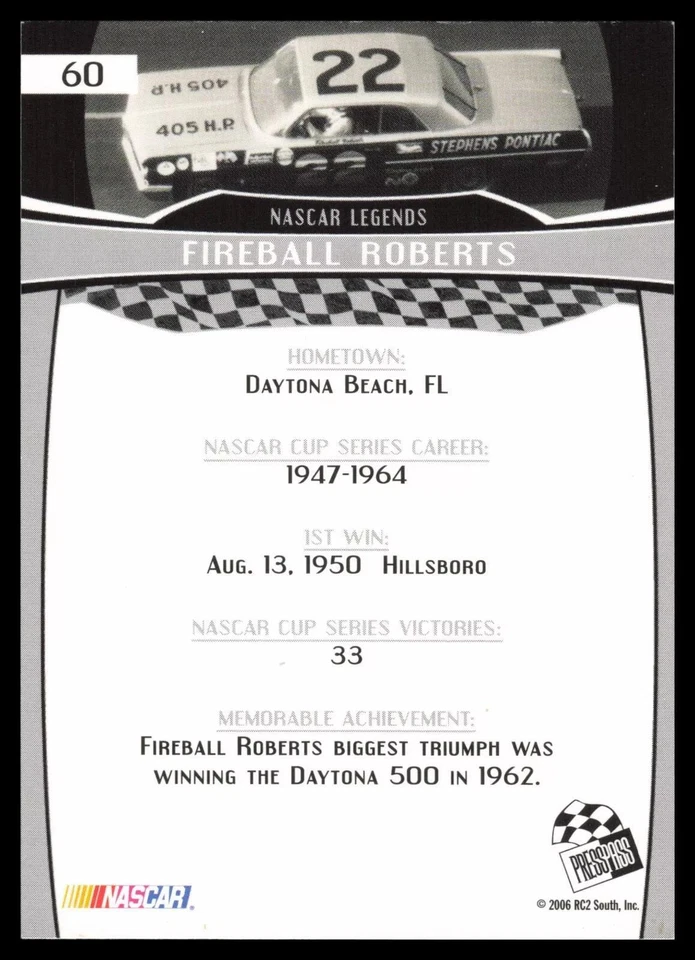 2007 Press Pass #60 Fireball Roberts - Image 2 of 2