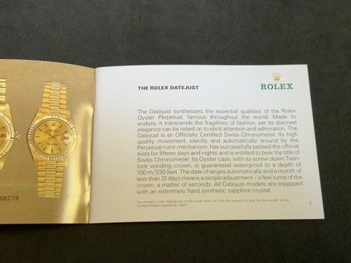 Auténtico Folleto ROLEX DATEJUST 1987 - 1999 - Elige la Fecha - Todo Inglés - Imagen 24 de 34