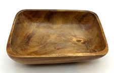 Hand Carved Wooden Bowl Rectangular Rustic Solid Wood Decor 9x6