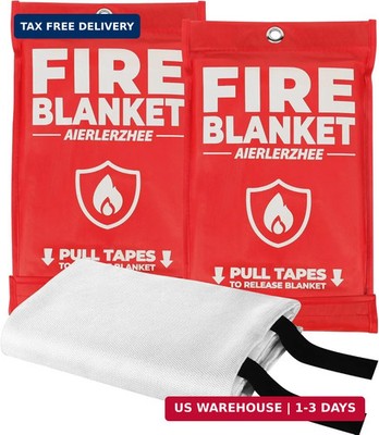 Fire Blanket 2 Pack 40''x40'' - CE Certified Fiberglass, Heat Resistant to 1076°F