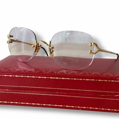 Authentic Cartier C Decor Gold Rimless Eyeglasses 1609200 Size 135 Vintage