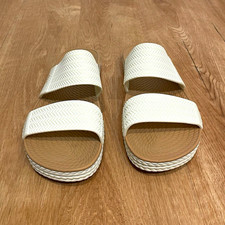 REEF Women  s Size 10 White Tan Double Strap Slide Sandals Platform PVC Free
