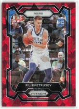 Filip Petrusev RC 2023-24 Panini Prizm Red Ice Philadelphia 76ers #282