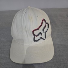 Fox Racing Men's White casual sports baseball cap embroidered logo Flex-Fit hat