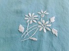Vintage Italian Hand Embroidered Turquoise Blue Linen Banquet Tablecloth 12 Npk — photo 5