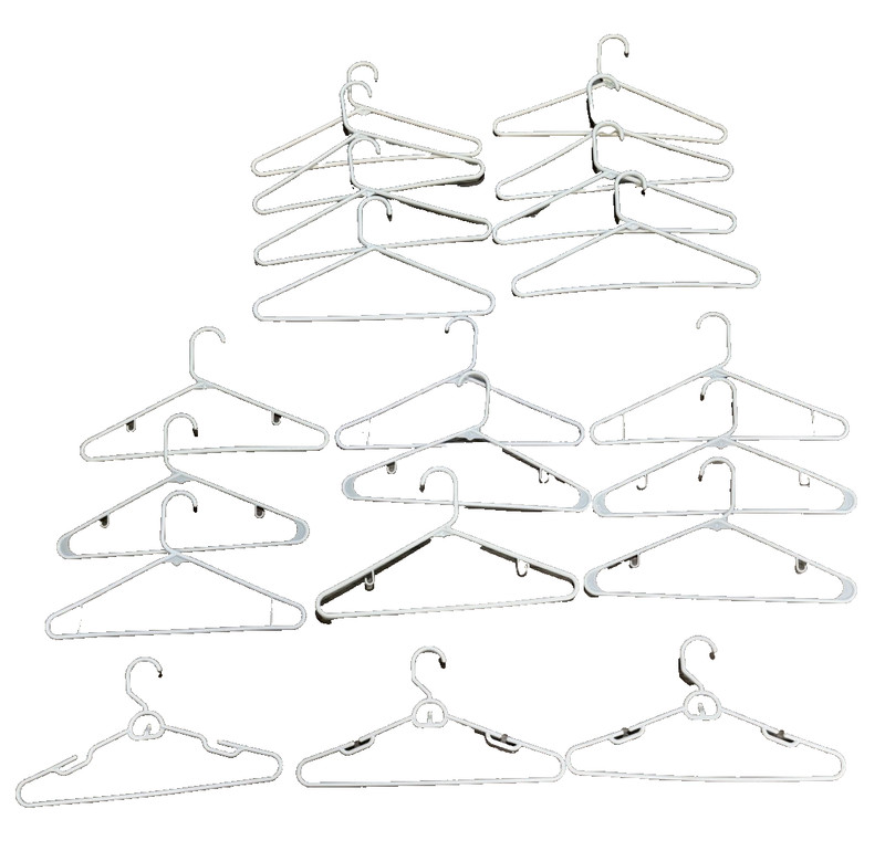20 White Plastic Cascading Space Saving Clothes Hangers Swivel Hooks Closet Org.
