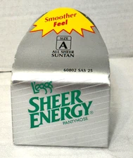 L'eggs Sheer Energy Pantyhose Nylon Sz. A All Sheer Suntan Formal Office