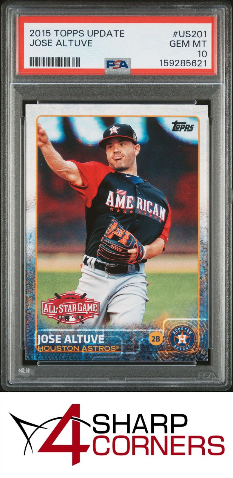 2015 TOPPS UPDATE #US201 JOSE ALTUVE ASTROS PSA 10 view 1