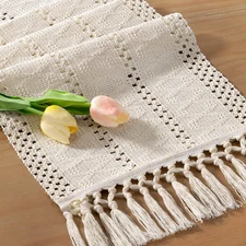 Socomi Boho Table Runner Fall Thanksgiving Farmhouse Rustic Dining Kitchen