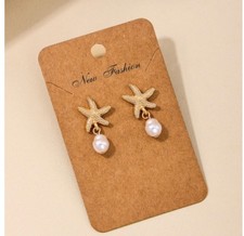 Metal starfish pearl earrings Women  s earrings Summer and sea