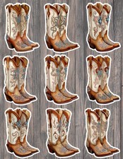 Cowboy Boots Die Cut Vinyl Stickers Set Notebook Laptop WaterBottle