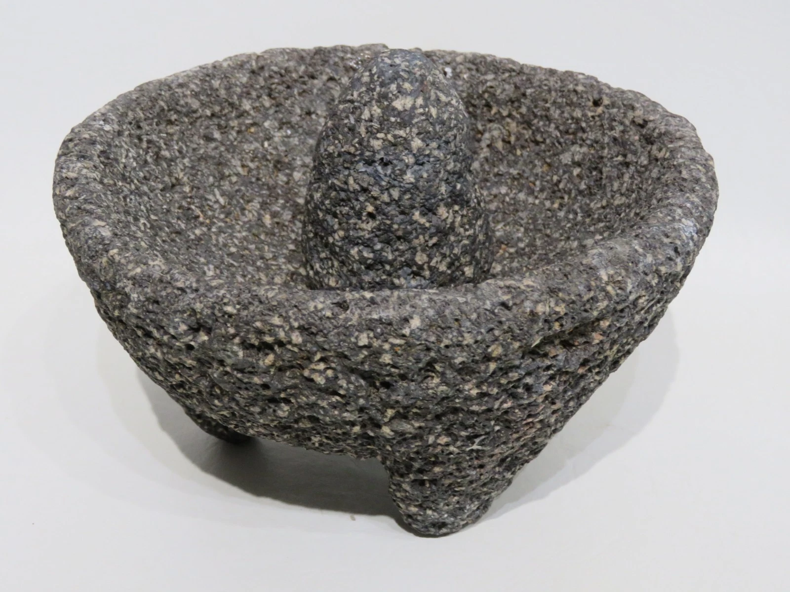 Mortar & Pestle Set 7" x 3½" Tall Molcajete Mortar Manual Stone Grinder 4.6 Lbs