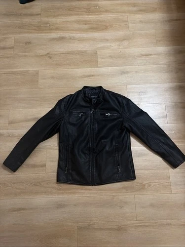 Kenneth Cole Awearness Black Leather Jacket Men’s Size Large - product listing photo
