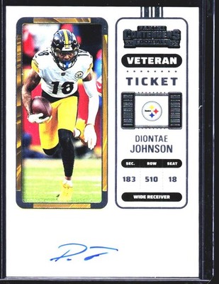 2023 Panini Contenders #CTA-DJO Diontae Johnson 2022 Veteran Ticket Autograph