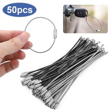 50x Wire Keychain Cable Stainless Steel Loop DIY Ring Keys Luggage Tag USB 6.1''
