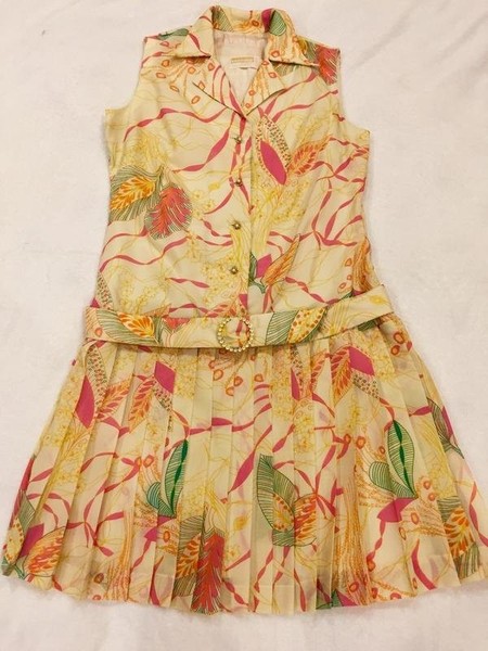 Women American Vintage Dress Beige M