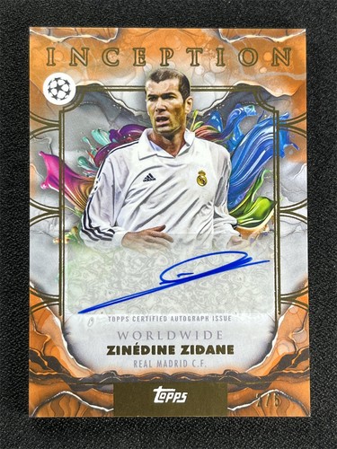 2025-26 Topps Inception UEFA Zinedine Zidane #WW-ZZ Orange Worldwide Auto /5
