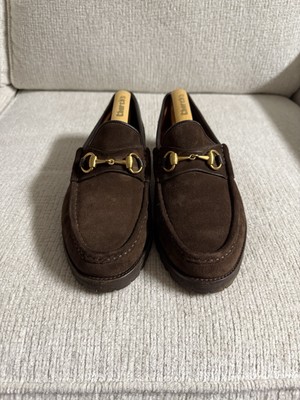 Gucci Horsebit Loafers Brown Suede Lug Sole Men display picture 2