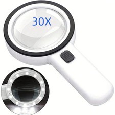 10X LED Lighted Handheld Magnifier Large Reading Glass for Seniors and Crafts