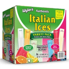 Authentic Italian Ice, Fat Free Freezer Bars, Assorted Flavors (96ct - 2oz bars)