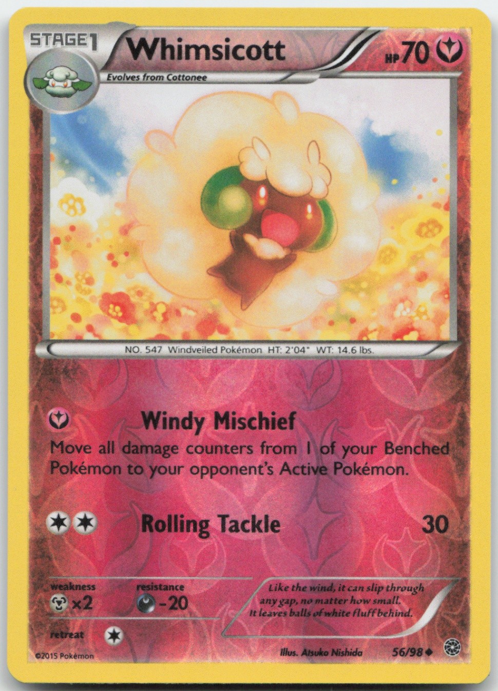 Whimsicott 56/98 Reverse Holo XY - Ancient Origins Pokemon Card NM