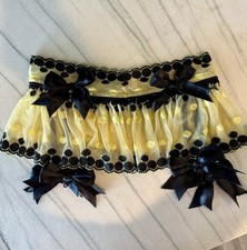 Vintage Y2K Trashy Lingerie Garter Skirt Yellow Satin Bows M Girls Next Door
