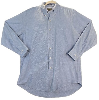 Chaps Ralph Lauren Chambry Mens 16 32/33 Blue Button Down Shirt Long Sleeve