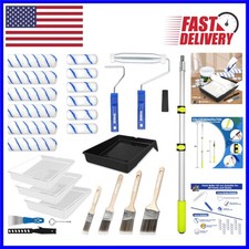 Professional 27-Piece Paint Roller Kit with Multiple Brushes  Extension Pole