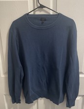 J Crew Sweater Mens Crewneck Blue Size Large Long Sleeve 100 Cotton