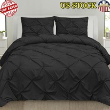 3 Piece Microfiber Duvet Cover Set Pinch Pleat Hypoallergenic Zipper Closure New