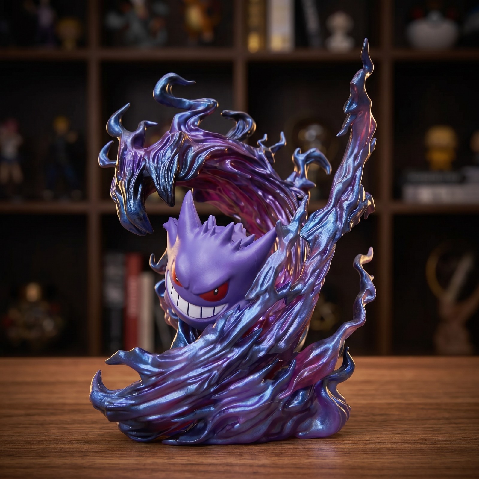 Statue Gengar 18cm en PVC avec socle effet ombre lumineuse