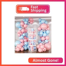 HKYOOD 140Pcs Gender Reveal Balloon Garland Arch Kit - Pink and Blue Balloons Si