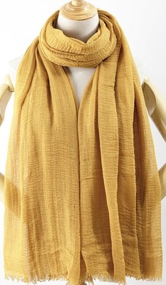 Weicher Schal uni 200x90 cm Stola Halstuch mini Fransen Musselin Crinkle 3205