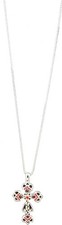 18702 - Red Crystal Cross Pendant Necklace 3x1 - PB-14 Front