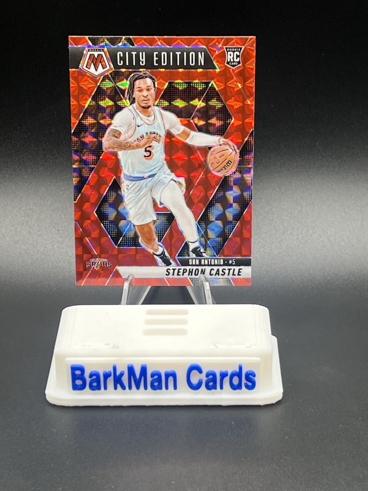 2024-25 Panini Mosaic Stephon Castle RC Red Prizm City Edition Spurs