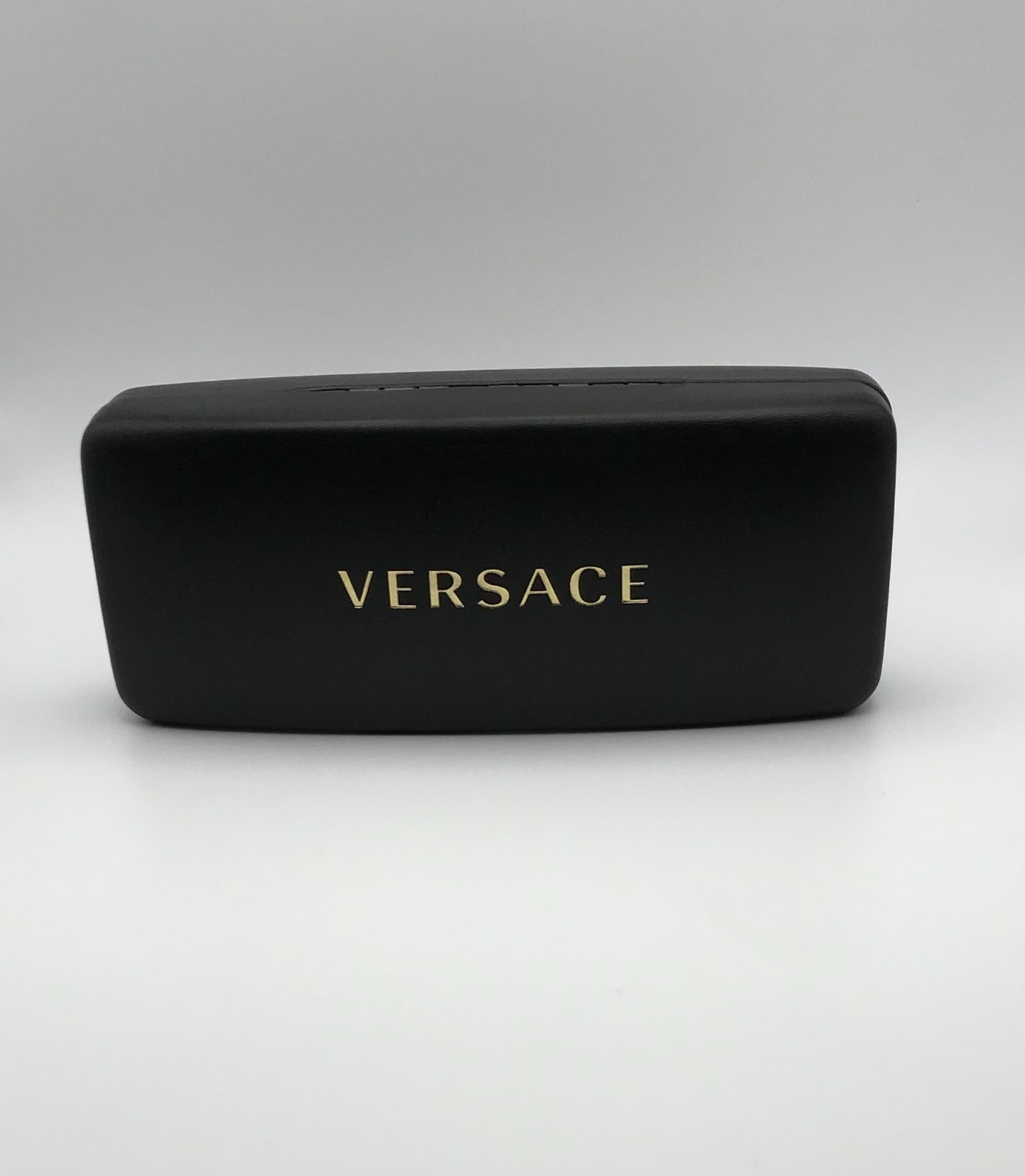New Authentic Versace Medium Glasses Black Leather Clam Shell Hard case
