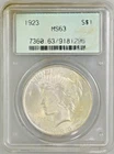 1923 Peace Silver Dollar MS63 PCGS