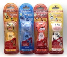 Kid's Toothbrush Brush Buddies Poppin' 4pc Soft BPA Free Extending Handle NEW
