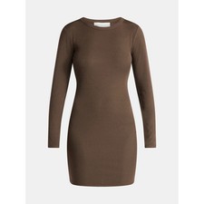 No Boundaries Women's Mini Dress with Long Sleeves, Chocolate Size XS(0-2)