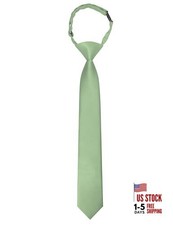 Solid Color Satin Ties for Boys and Kids Pre-tied Adjustable Sage Green