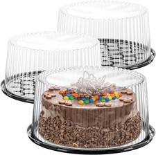 10- Plastic Disposable Cake Containers Carriers with Dome Lids and Cake
