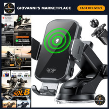 15W Fast Wireless Car Charger Phone Holder Mount - Auto Clamping for Dashboard
