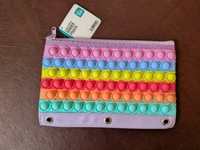 Pen+Gear Rainbow Bubble Popper Binder Pouch, Purple Pencil Cases for School