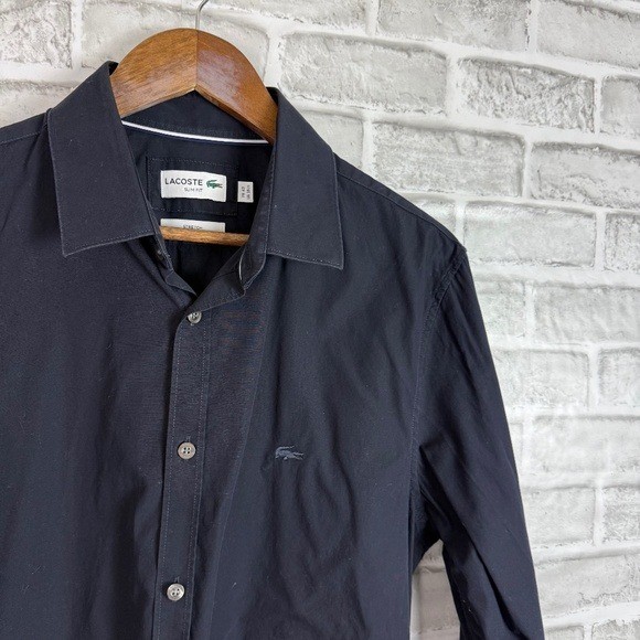 LACOSTE Authentic Solid Midnight Blue Casual Butt… - image 1